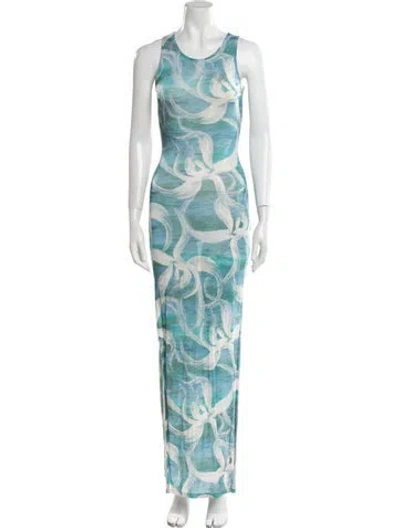 Pre-owned Louisa Ballou Paisley Print Long Dress In Blue