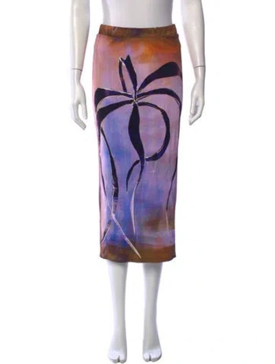 Pre-owned Louisa Ballou Patterned Midi Length Skirt In Purple