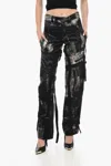 Louisa Ballou Patterned Nylon Cargo Pants In Black