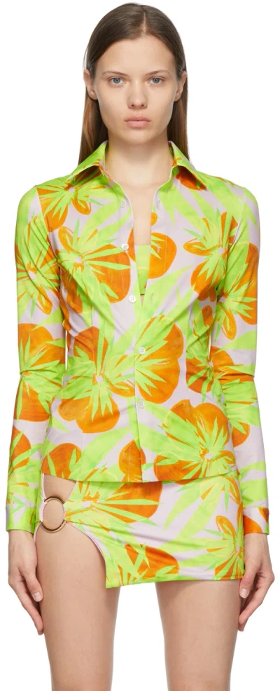 Louisa Ballou Pink & Green Nylon Jersey Shirt In Light Subli