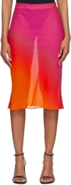 Louisa Ballou Bias Gradient-effect Midi Skirt In Hot Pink Gradient