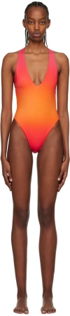 Louisa Ballou Pink High Sea Swimsuit In Hot Pink Gradient