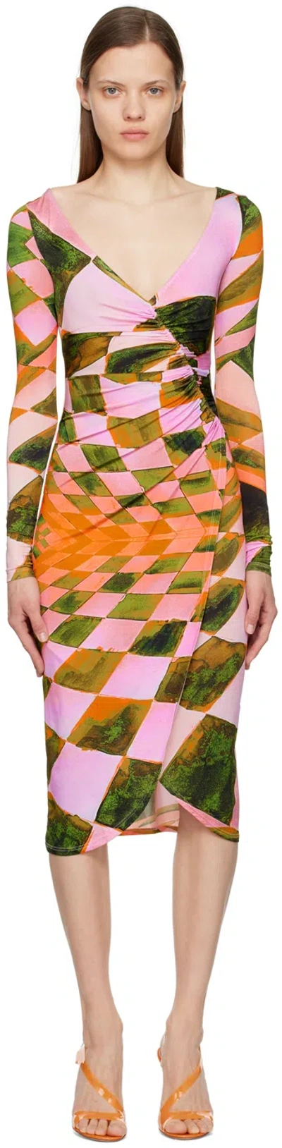 Louisa Ballou Pink Summer Solstice Midi Dress In Endgame