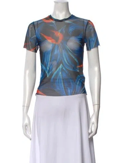 Pre-owned Louisa Ballou Printed Crew Neck Top In Black
