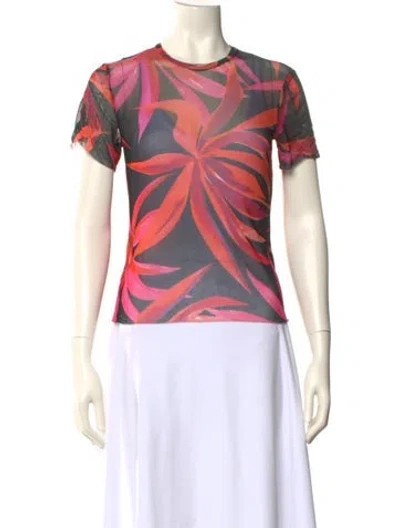 Pre-owned Louisa Ballou Printed Crew Neck T-shirt In Black