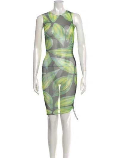 Pre-owned Louisa Ballou Printed Knee-length Dress W/ Tags In Green