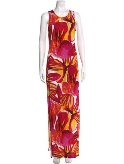 Pre-owned Louisa Ballou Printed Long Dress In Multi