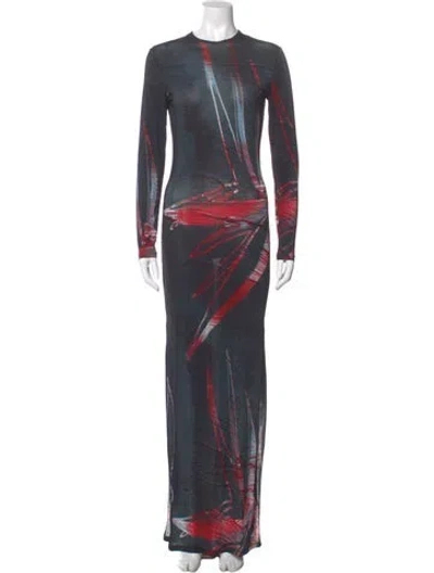 Pre-owned Louisa Ballou Printed Long Dress In Multi