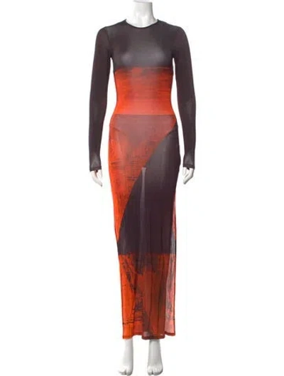 Pre-owned Louisa Ballou Printed Long Dress In Multi