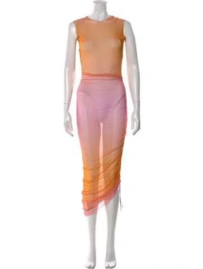 Pre-owned Louisa Ballou Printed Long Dress W/ Tags In Pink