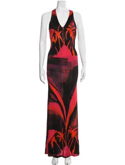 Pre-owned Louisa Ballou Printed Long Dress W/ Tags In Red