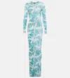 Louisa Ballou High Tide Floral-print Stretch Recycled-tulle Maxi Dress In White