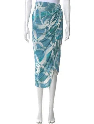 Pre-owned Louisa Ballou Printed Midi Length Skirt In Blue