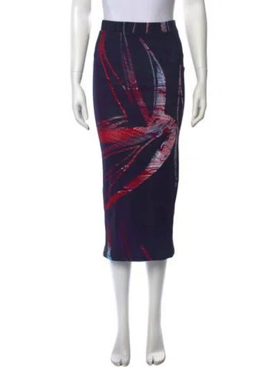 Pre-owned Louisa Ballou Printed Midi Length Skirt In Blue