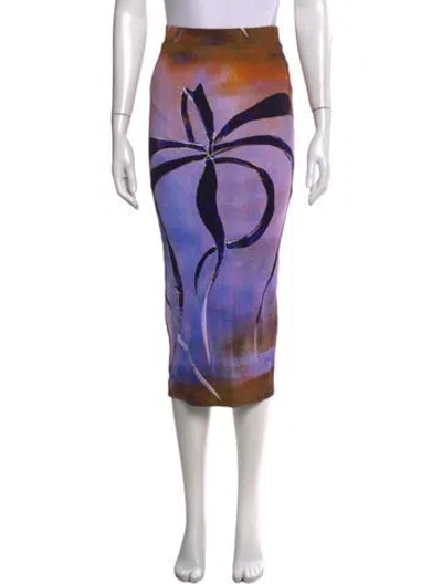 Pre-owned Louisa Ballou Printed Midi Length Skirt In Purple