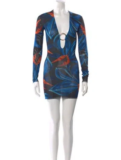 Pre-owned Louisa Ballou Printed Mini Dress In Black