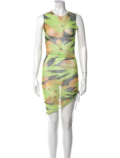 Pre-owned Louisa Ballou Printed Mini Dress In Green