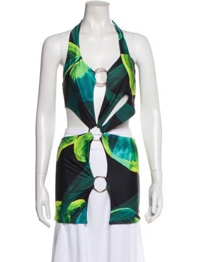 Pre-owned Louisa Ballou Printed Mini Dress In Green