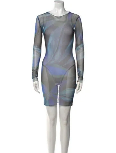 Pre-owned Louisa Ballou Printed Mini Dress In Neutral