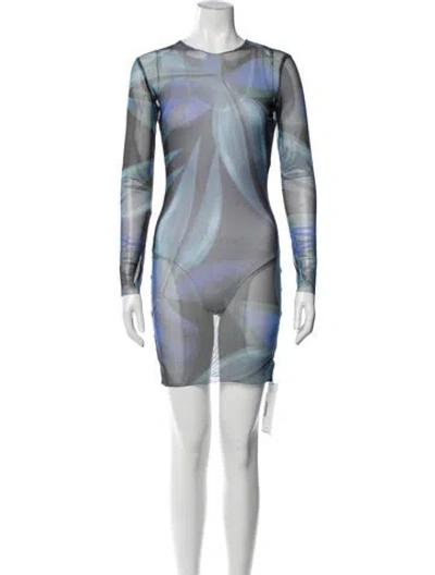 Pre-owned Louisa Ballou Printed Mini Dress In Neutral