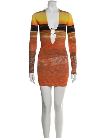 Pre-owned Louisa Ballou Printed Mini Dress In Orange