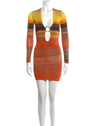 Pre-owned Louisa Ballou Printed Mini Dress In Orange