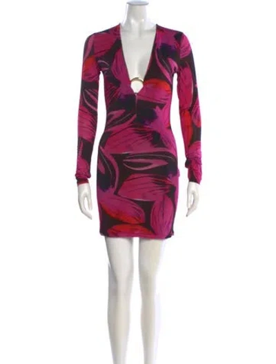 Pre-owned Louisa Ballou Printed Mini Dress In Pink