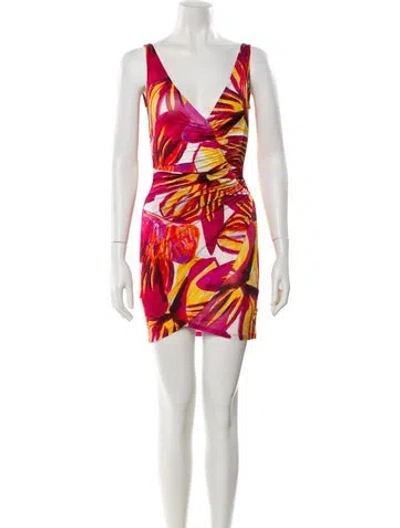 Pre-owned Louisa Ballou Printed Mini Dress In Red