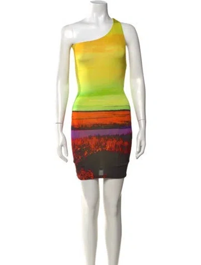 Pre-owned Louisa Ballou Printed Mini Dress In Yellow