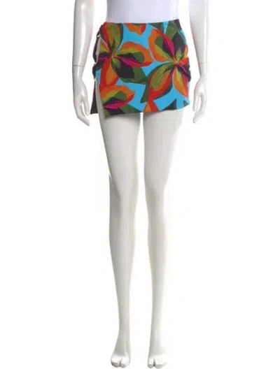 Pre-owned Louisa Ballou Printed Mini Skirt In Green