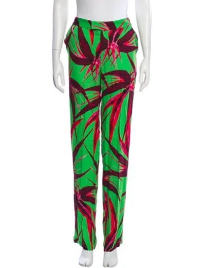 Pre-owned Louisa Ballou Printed Straight Leg Pants In Green