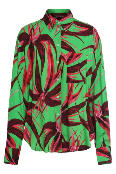 Louisa Ballou Printed Viscose Shirt In Green