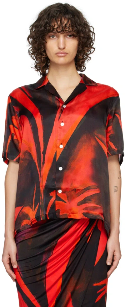 Louisa Ballou Red Weekend Shirt In Queen's Gambit