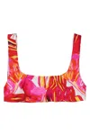 Louisa Ballou One-shoulder Cropped Bikini Top With Tropical Print In Red