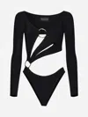 Louisa Ballou Long Sleeve Cut-out Bodysuit In Black