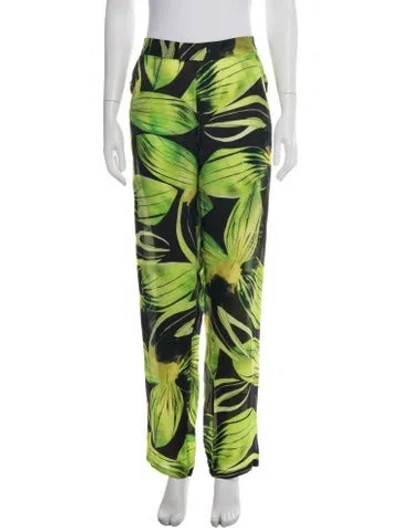 Pre-owned Louisa Ballou Silk Wide Leg Pants W/ Tags In Green