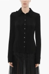 Louisa Ballou Solid Color Shirt With Logo Buttons