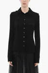 Louisa Ballou Solid Color Shirt With Logo Buttons In Black