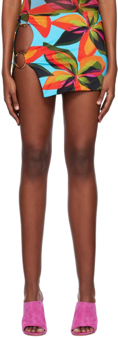 Louisa Ballou Ssense Exclusive Blue Double Ring Cover-up Skirt In Blue Exclusive Print