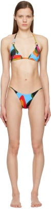 Louisa Ballou Ssense Exclusive Blue Mini Ring Bikini In Blue Exclusive Print