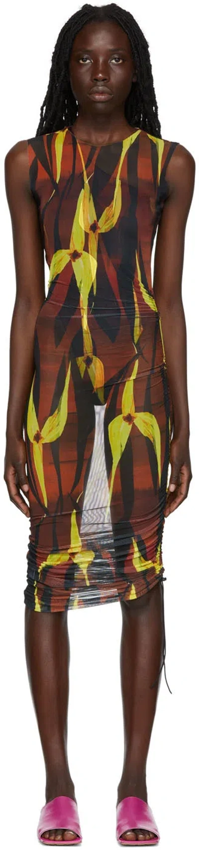 Louisa Ballou Ssense Exclusive Multicolor Heatwave Midi Dress In Midnight Orchid