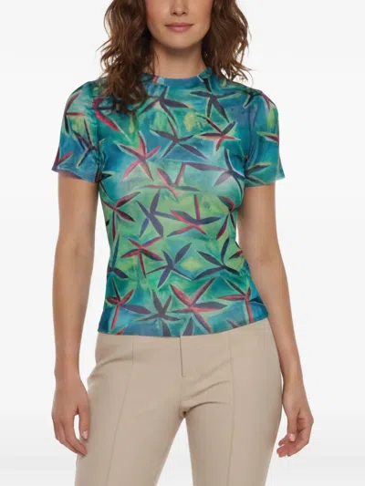 Pre-owned Louisa Ballou Starfish-print Mesh T-shirt In Blue