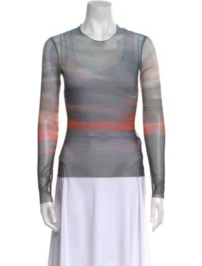 Pre-owned Louisa Ballou Striped Crew Neck Top In Multi