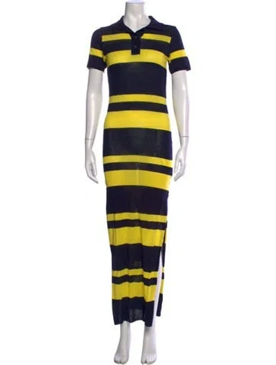 Pre-owned Louisa Ballou Striped Long Dress In Blue/yellow