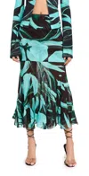 Louisa Ballou Sundown Skirt Turquoise Flower In Turquoise Flower