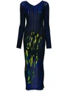 Louisa Ballou Printed Ribbed Wool Maxi Dress In Black