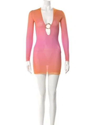 Pre-owned Louisa Ballou V-neck Mini Dress In Pink