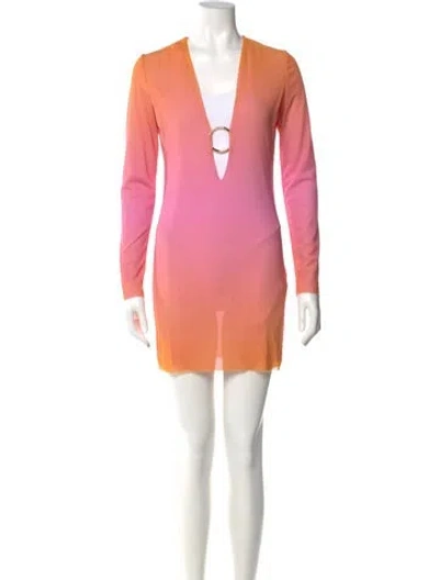 Pre-owned Louisa Ballou V-neck Mini Dress In Pink