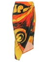 Louisa Ballou Yellow Coastline Checkmate Print Wrap Midi Skirt In Orange