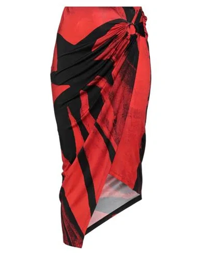 Louisa Ballou Woman Midi Skirt Red Size L Viscose, Elastane